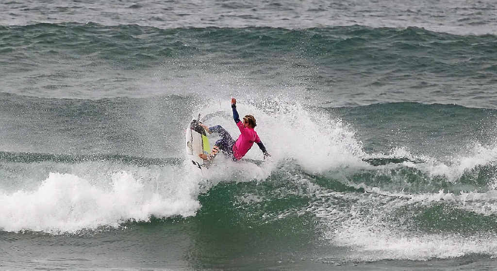 LOCAL LAD: Taj Watson carves up Lennox Head at the Oz Grom Open. LOCAL LAD: Taj Watson carves up Lennox Head at the Oz Grom Open.